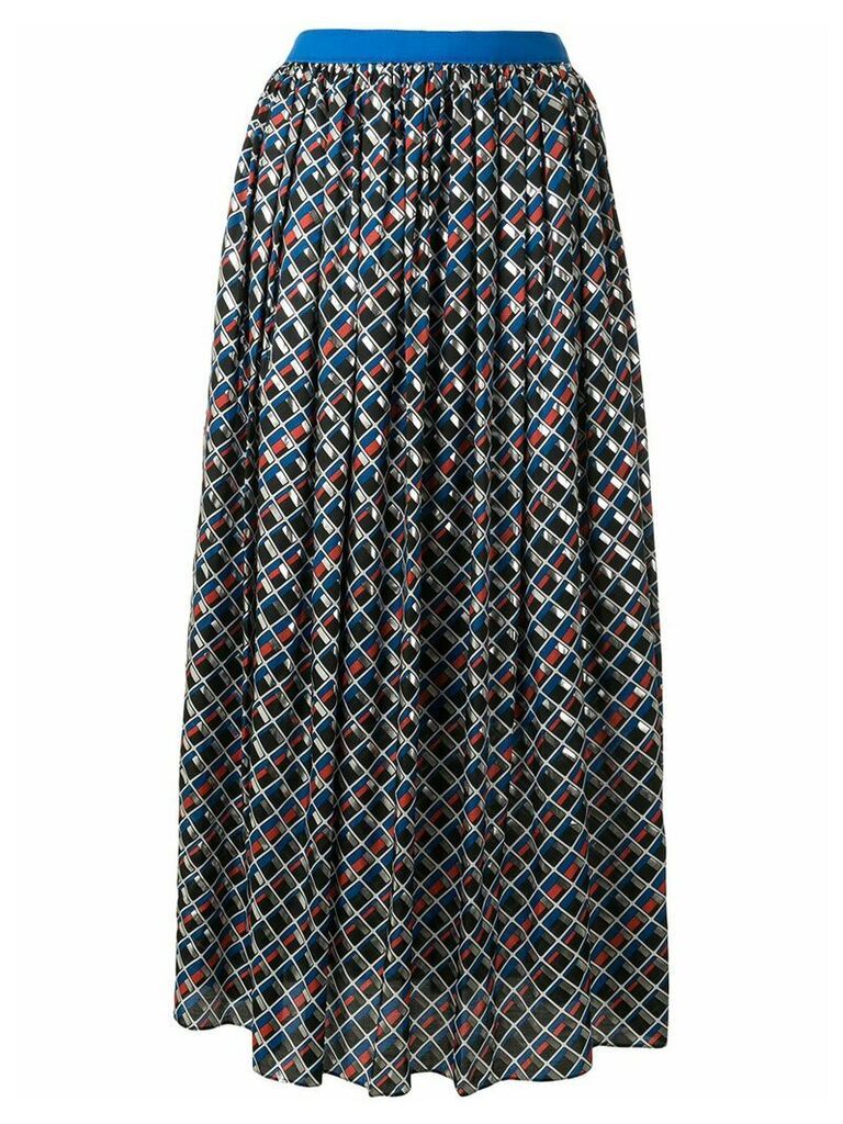 Kolor geometric print midi skirt - Blue