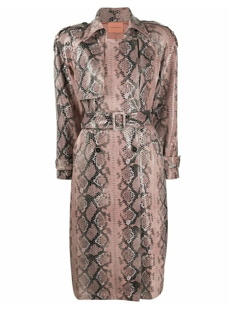 Andamane snake-effect belted trench coat - PINK