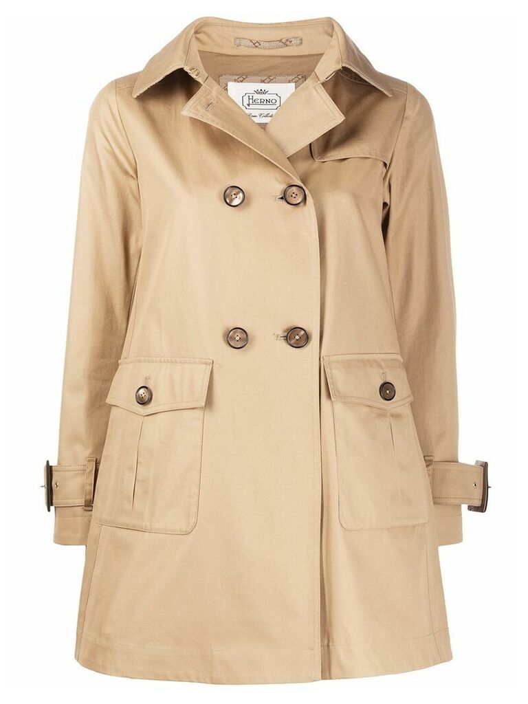 Herno patch-pocket trench coat - NEUTRALS