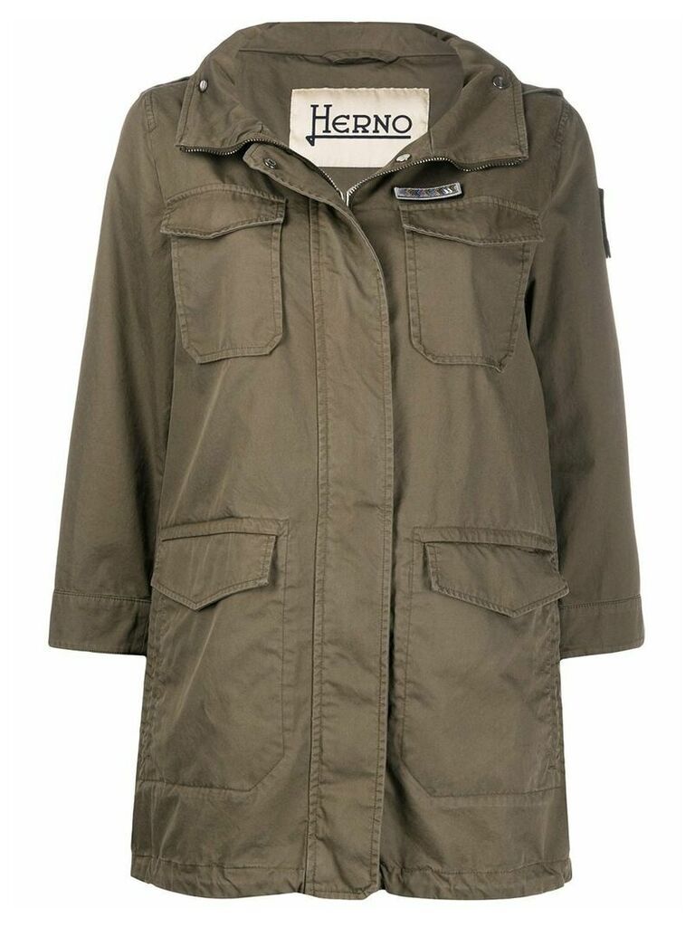 Herno flap-pocket hooded parka - Green