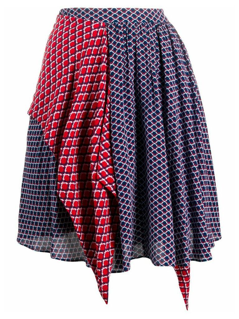 Kenzo panelled geometric-print skirt - Blue