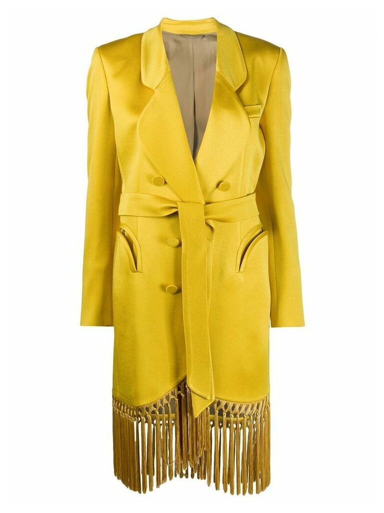 Blazé Milano fringed hem longline blazer jacket - Yellow