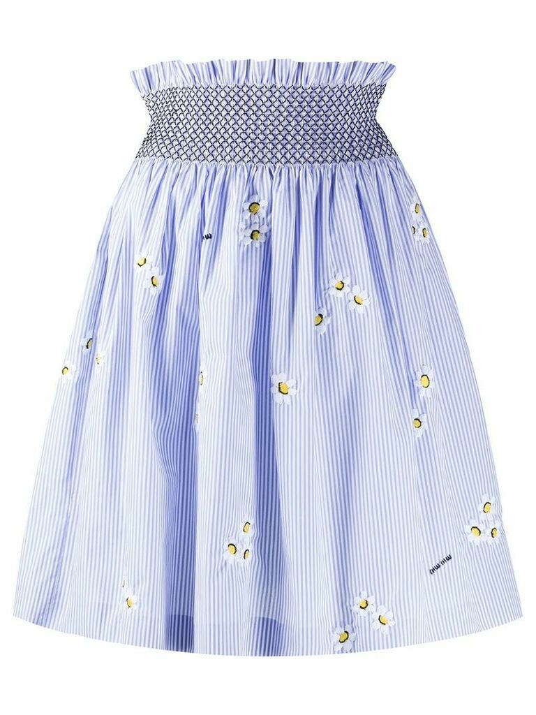 Miu Miu daisy pinstripe A-line skirt - Blue