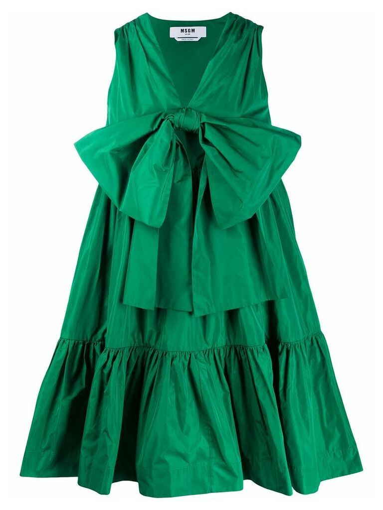 MSGM bow-front gathered taffeta dress - Green