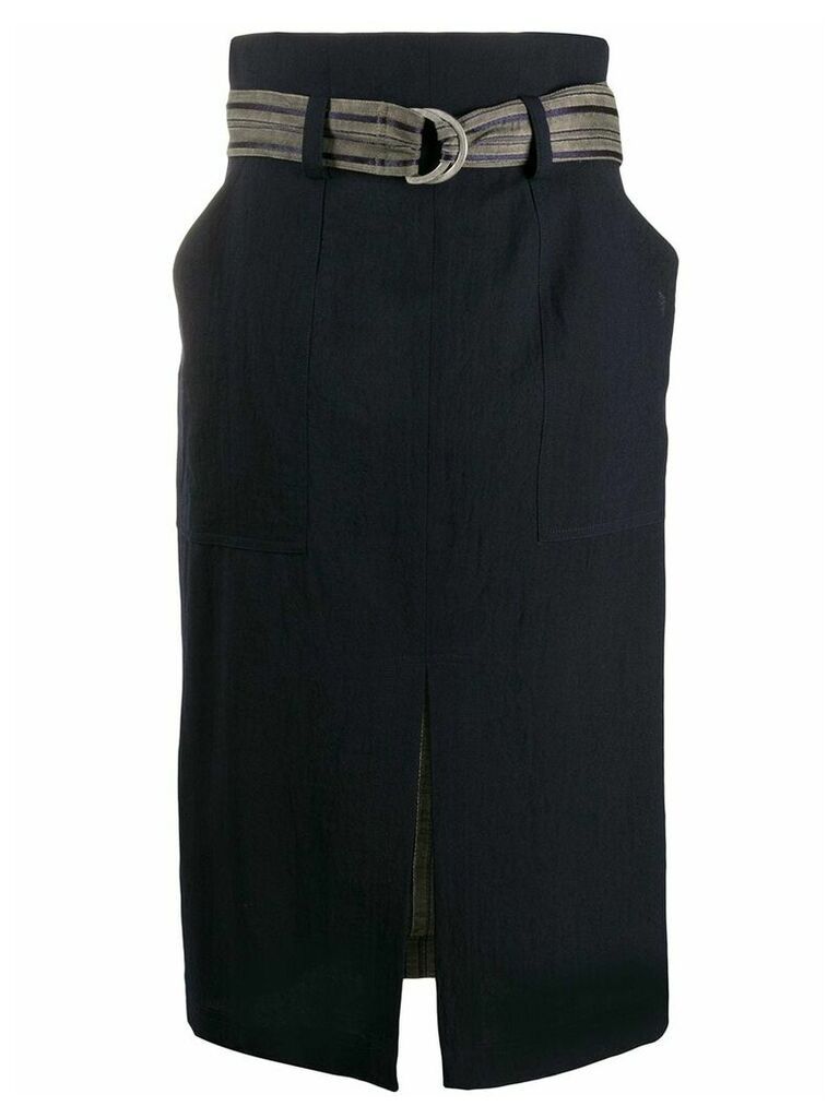 Lorena Antoniazzi belted front slit detail skirt - Blue