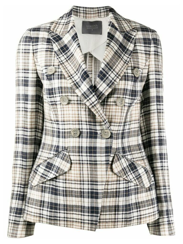 Lorena Antoniazzi plaid patterned double-breasted blazer - Neutrals