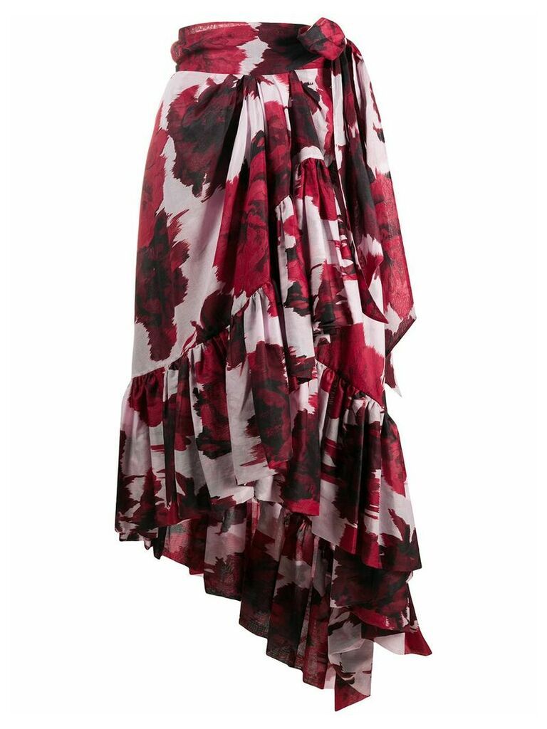 Alexandre Vauthier asymmetric floral print skirt - Red