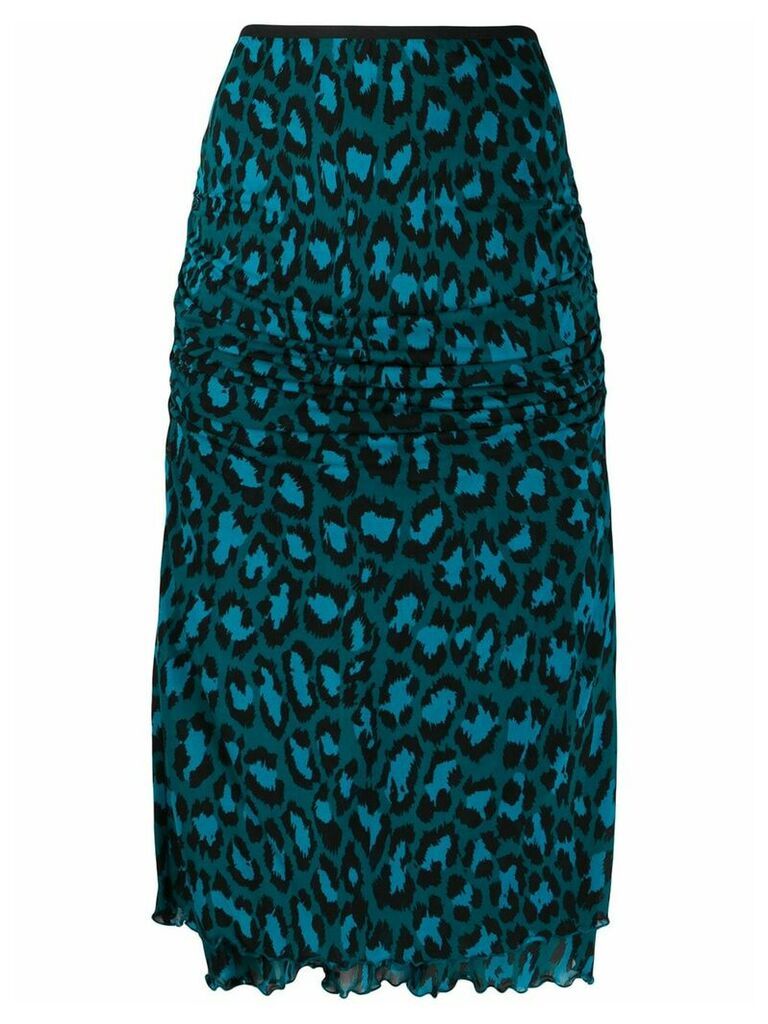 DVF Diane von Furstenberg leopard print pencil skirt - Blue