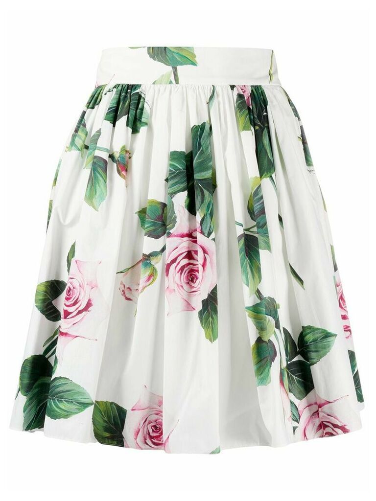 Dolce & Gabbana Roses print skater skirt - White