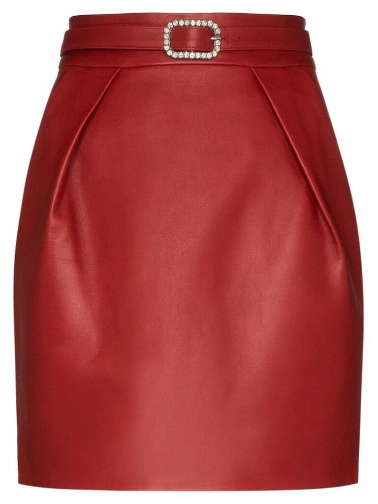 Alexandre Vauthier crystal-embellished leather mini skirt - Red