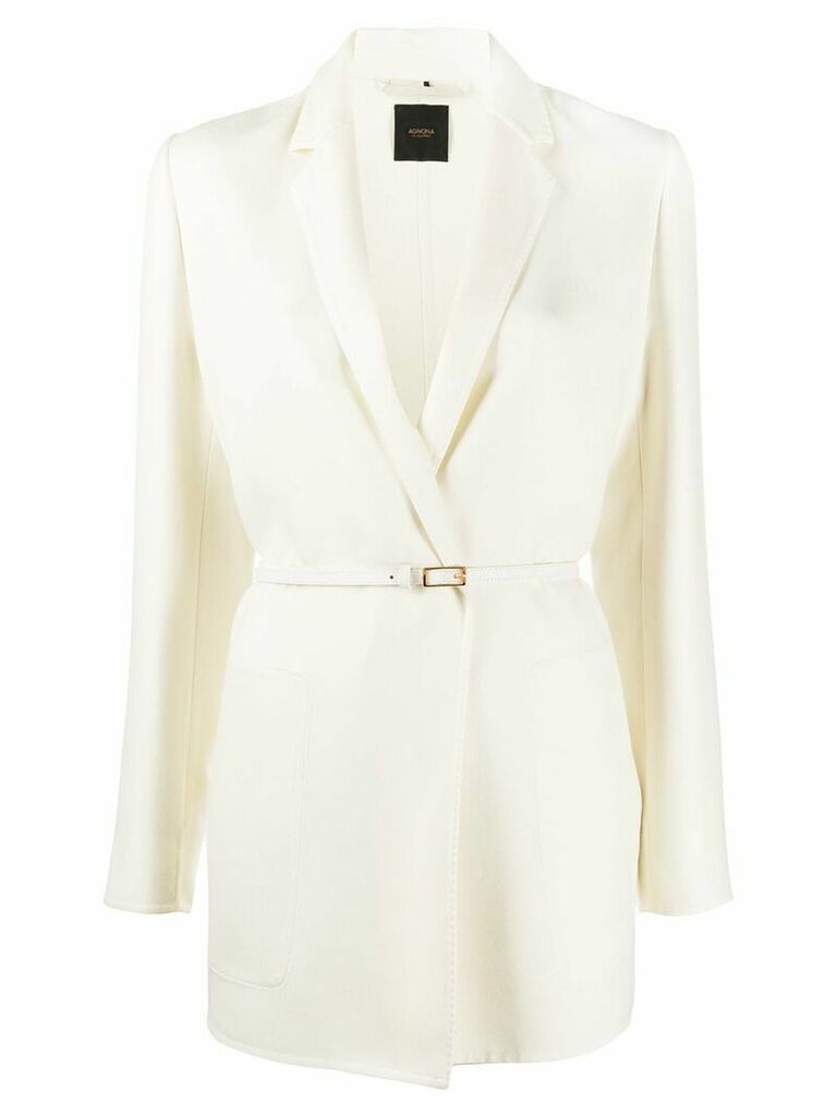 Agnona belted cashmere blazer - White