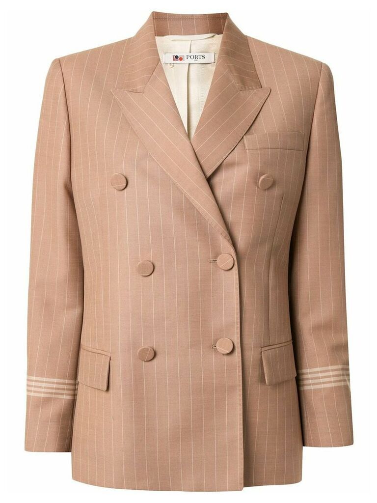 Ports 1961 pinstripe double breasted blazer - Brown