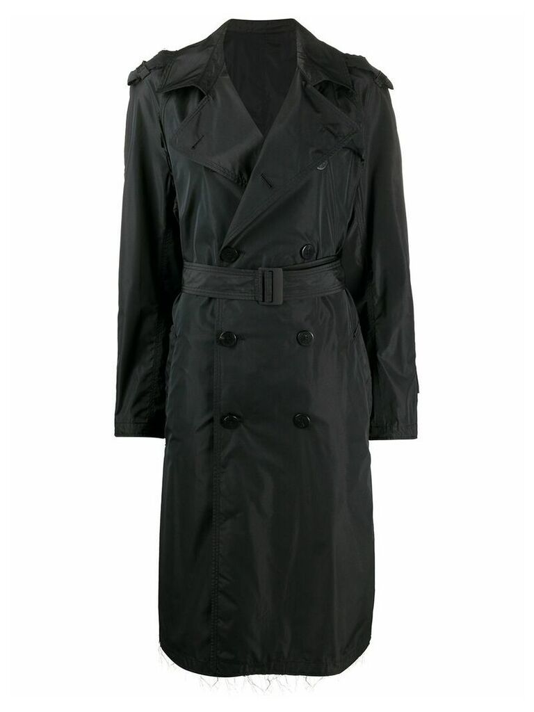 Neil Barrett frayed double-breasted trench coat - Black
