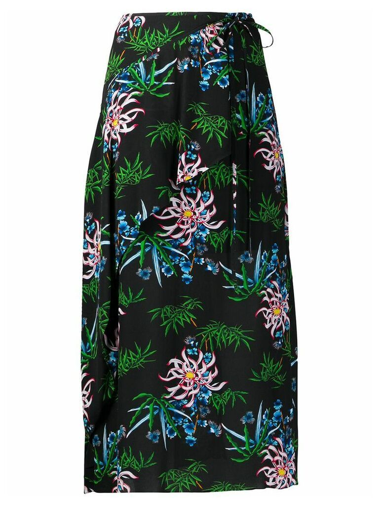 Kenzo botanical-print wrap skirt - Black