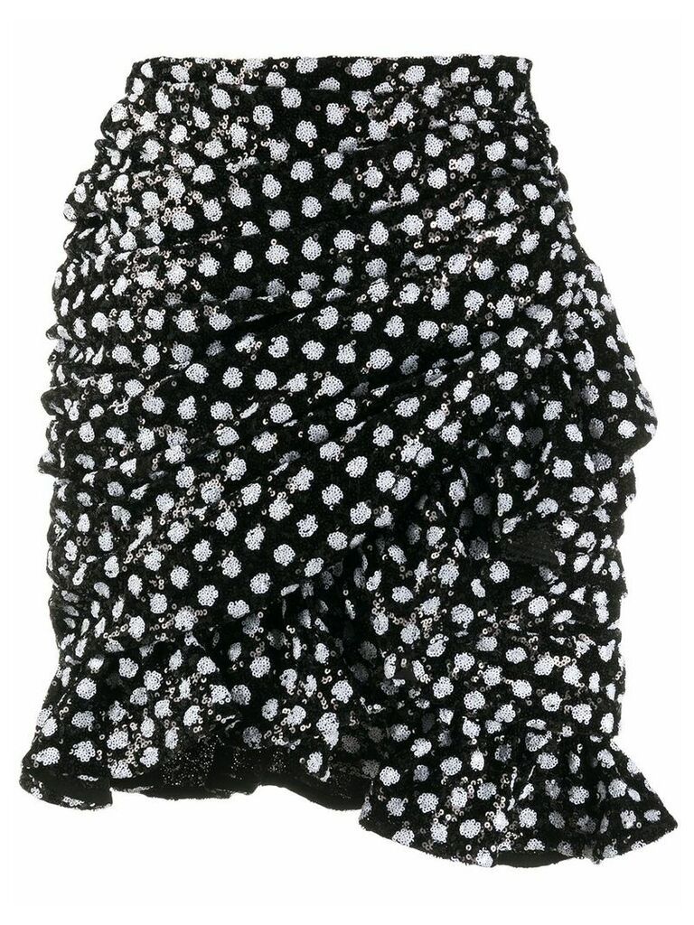 Richard Quinn ruched sequin-embellished polka skirt - Black