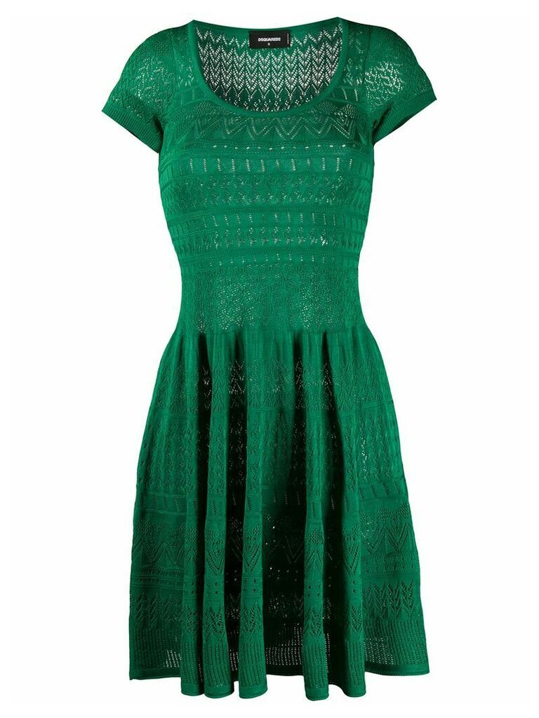 Dsquared2 scoop neck pointelle-knit A-line dress - Green