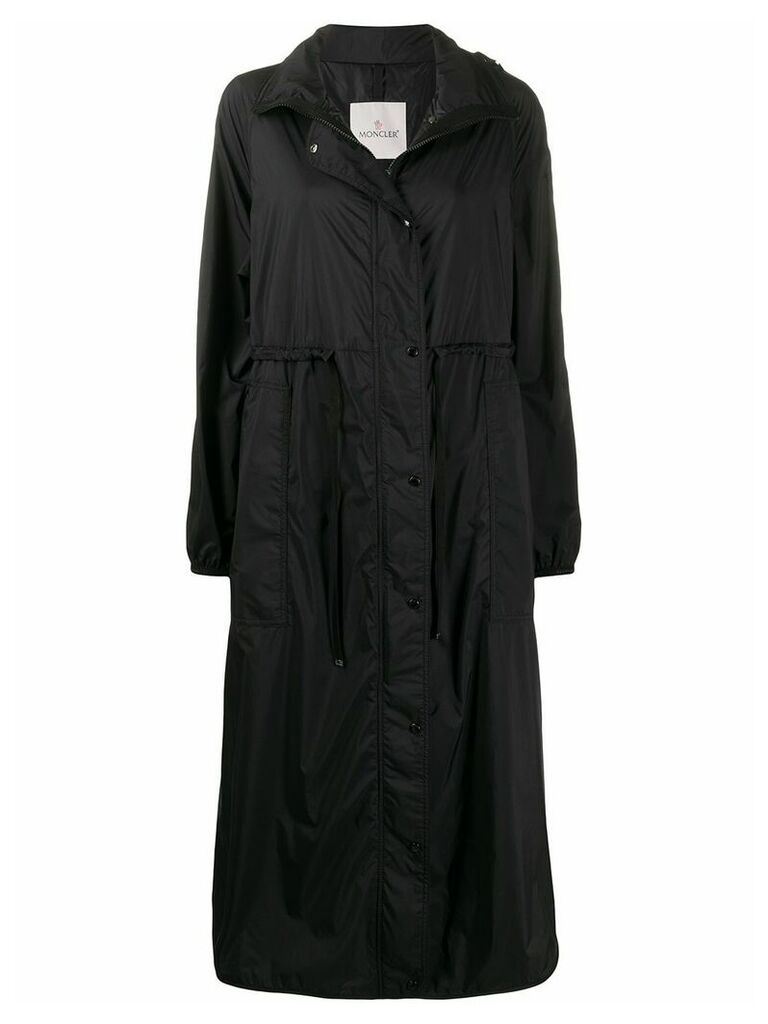 Moncler drawstring waist hooded coat - Black