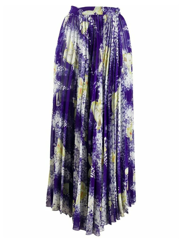 Etro pleated floral print skirt - PURPLE
