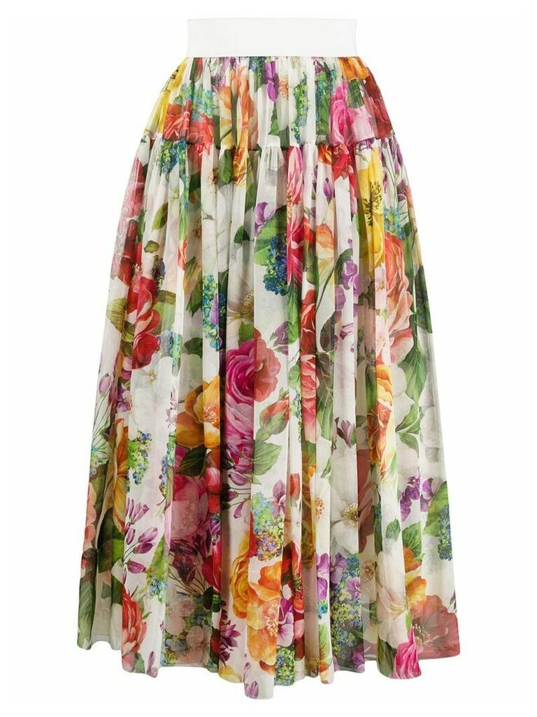 Dolce & Gabbana pleated floral skirt - NEUTRALS