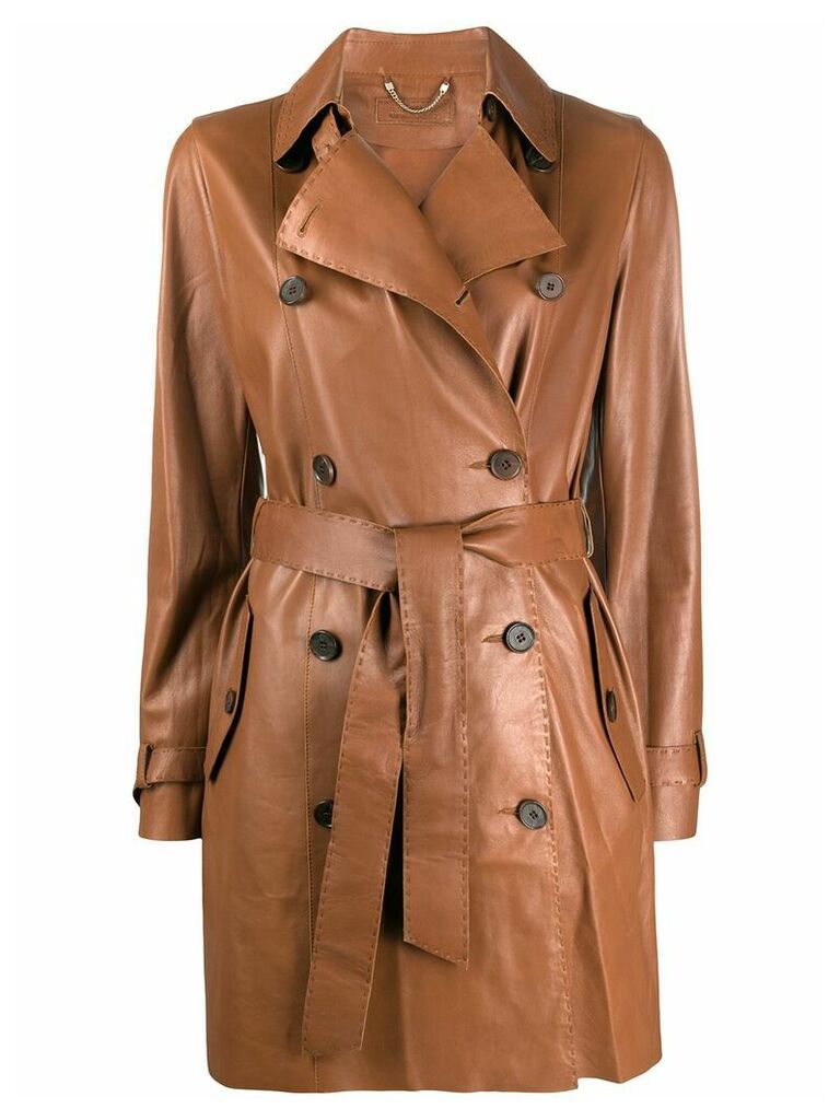 Desa 1972 textured multi-button detail trench coat - Brown