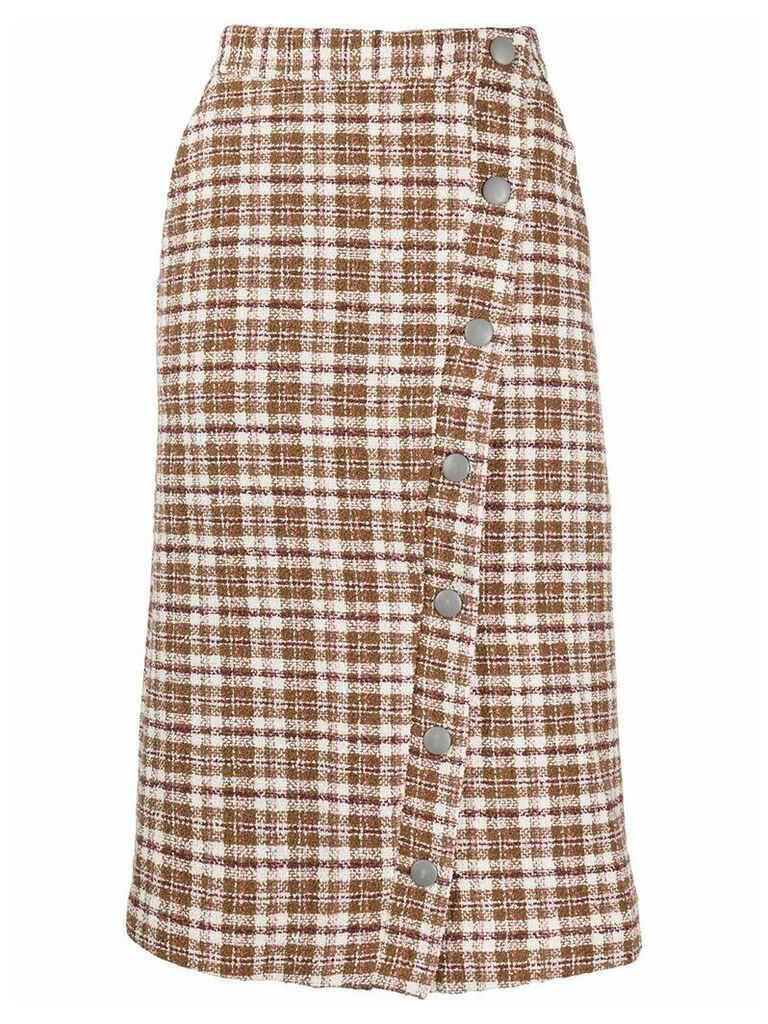 Remain plaid tweed pencil skirt - Brown
