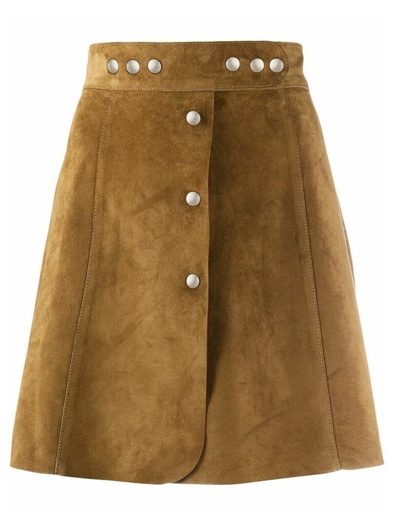 Prada press stud detail A-line skirt - Brown