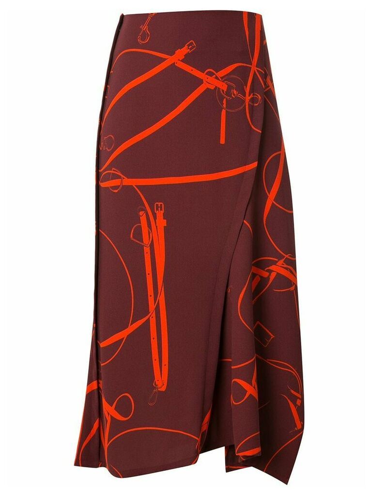 Victoria Beckham horse bit print asymmetric skirt - Red