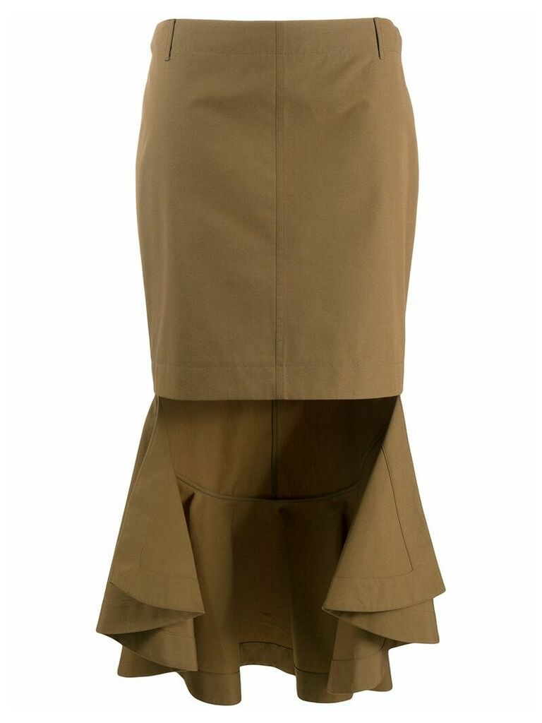 Givenchy asymmetrical skirt with ruffle - Brown