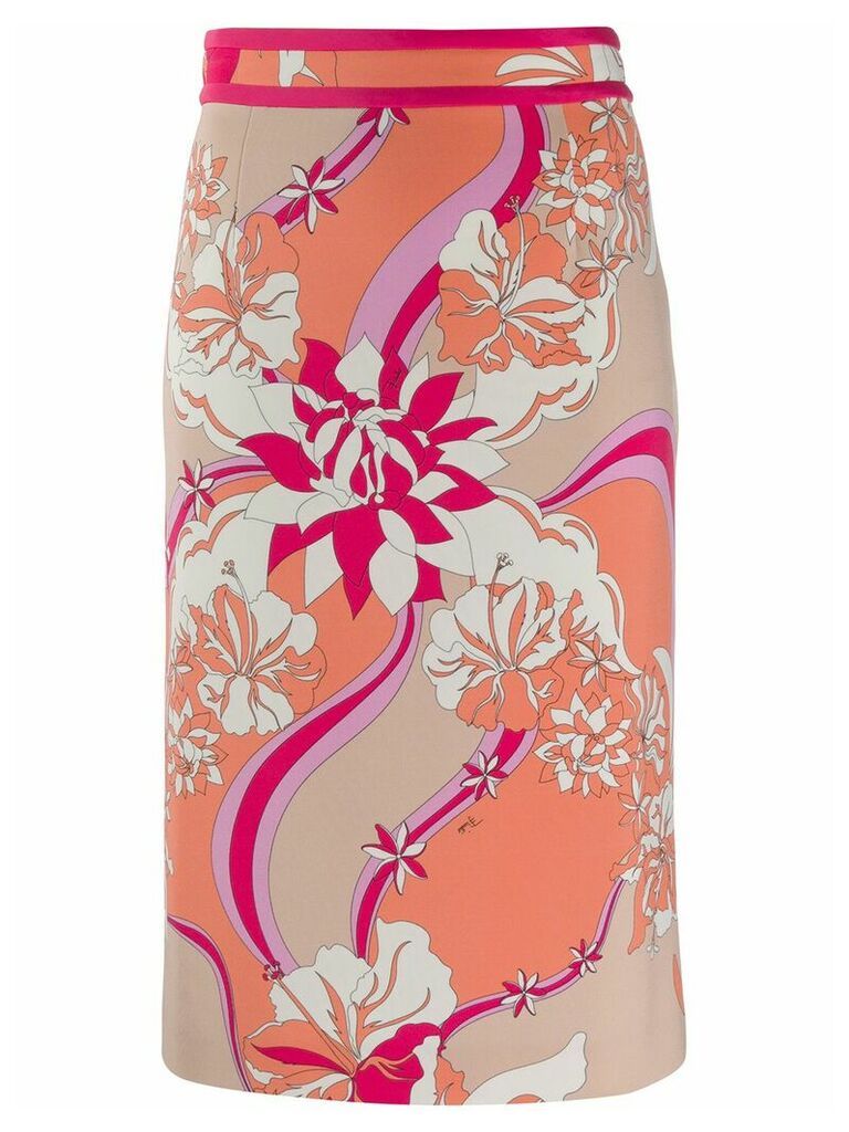 Emilio Pucci floral print pencil skirt - NEUTRALS