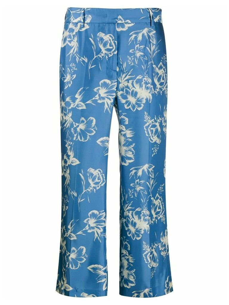 Alberto Biani cropped floral trousers - Blue