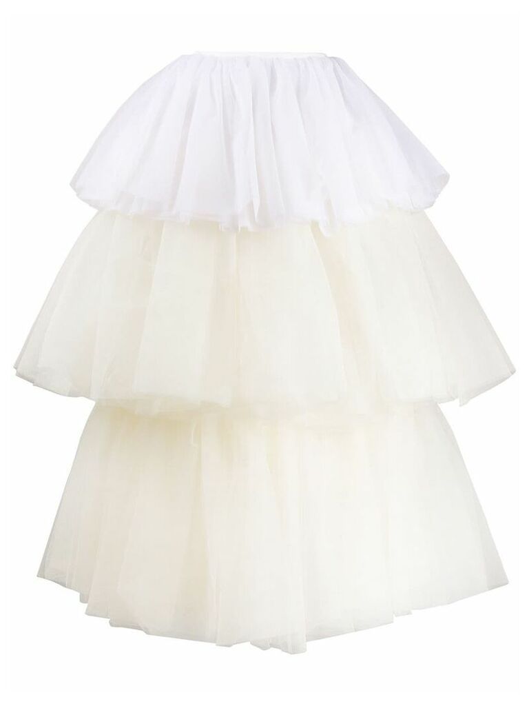 MM6 Maison Margiela two-tone tulle tiered skirt - White