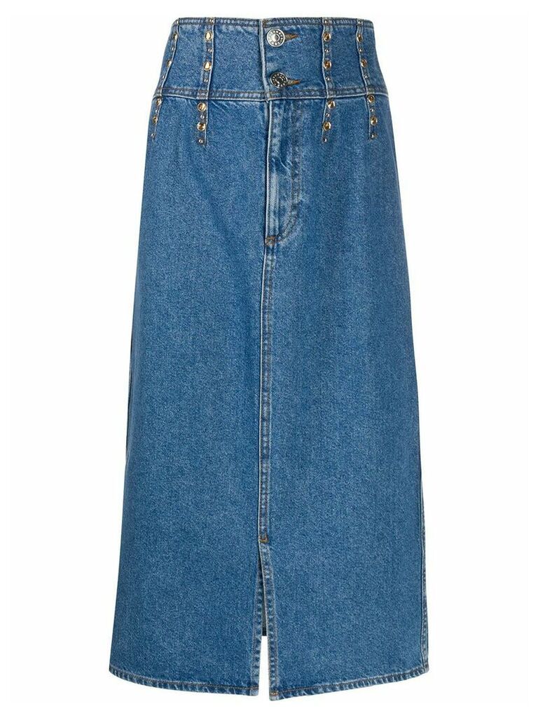 Sandro Paris high rise stud-embellished denim skirt - Blue