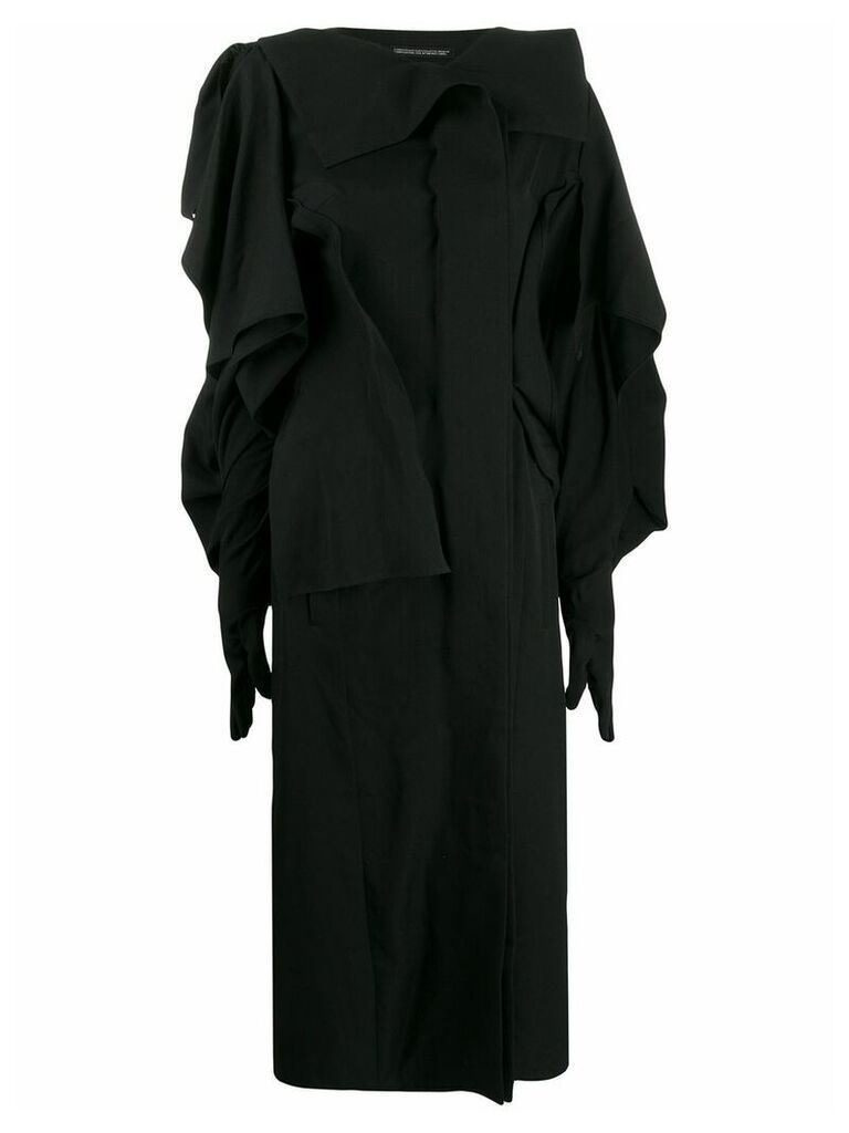 Yohji Yamamoto draped long-length coat - Black