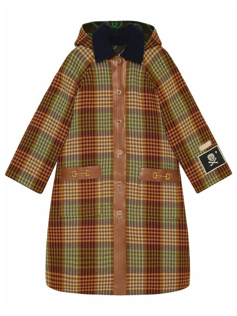 Gucci checked oversized coat - Brown