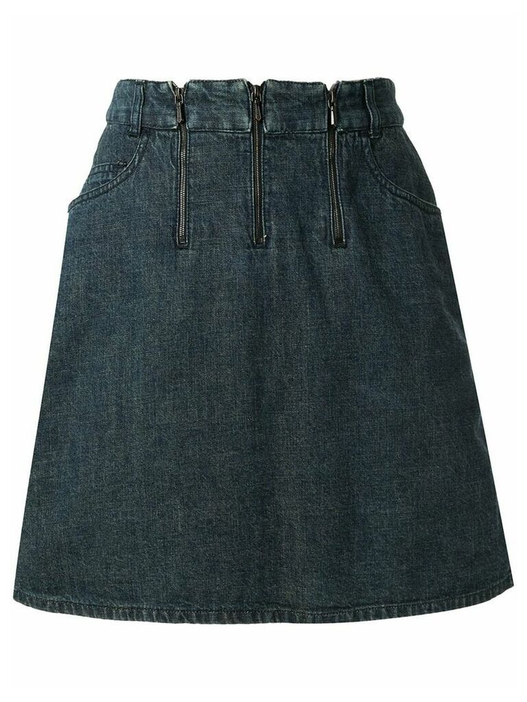 Chanel Pre-Owned 2000 Triple Zipper denim skirt - Blue