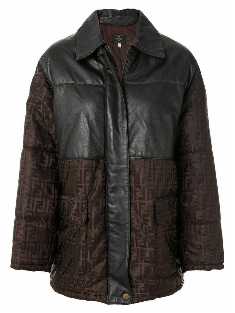Fendi Pre-Owned Zucca pattern panelled coat - Brown