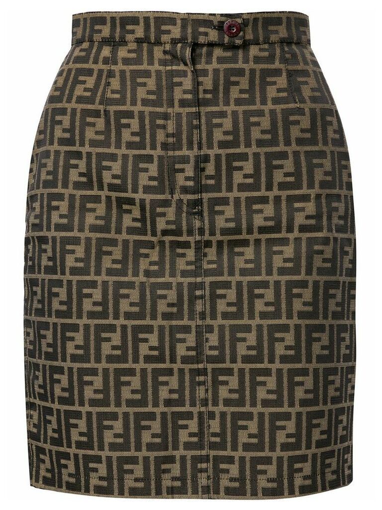 Fendi Pre-Owned Zucca pattern straight skirt - Brown