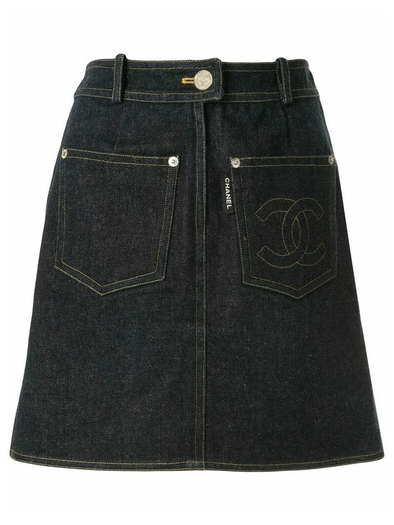 Chanel Pre-Owned 1996 straight denim skirt - Blue