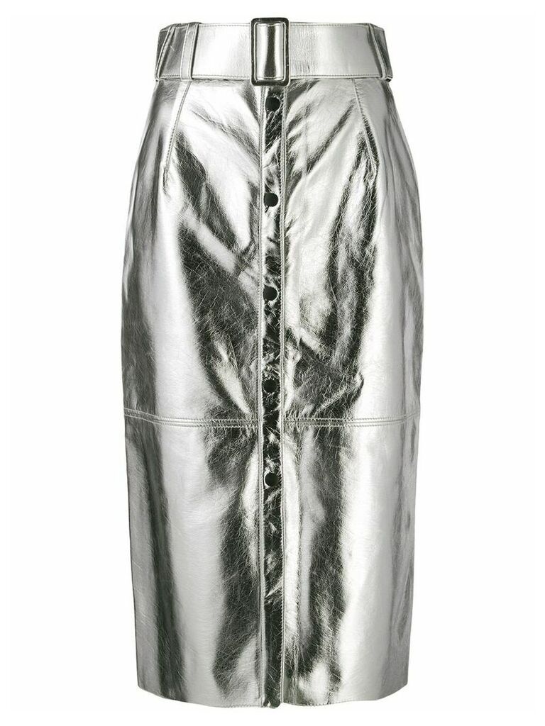 MSGM button-up pencil skirt - SILVER