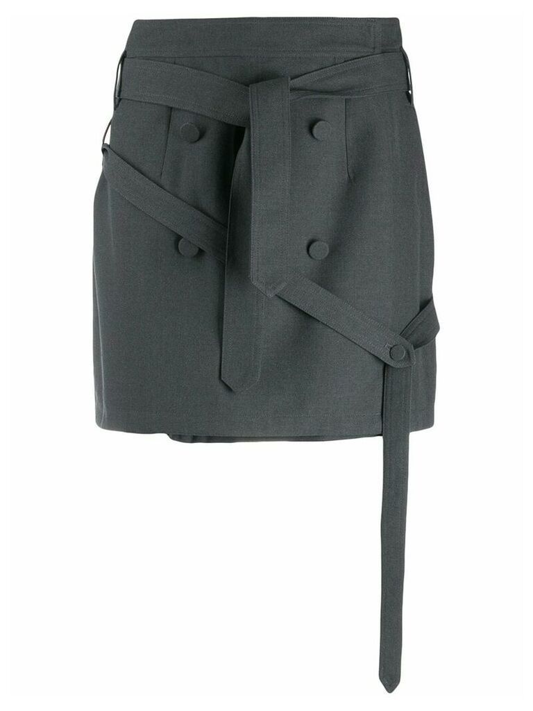 Rokh strap-embellished wrap skirt - Grey