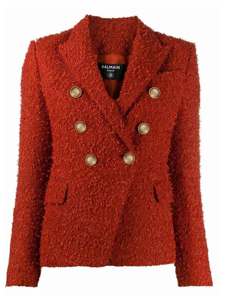 Balmain double-breasted tweed blazer - Red