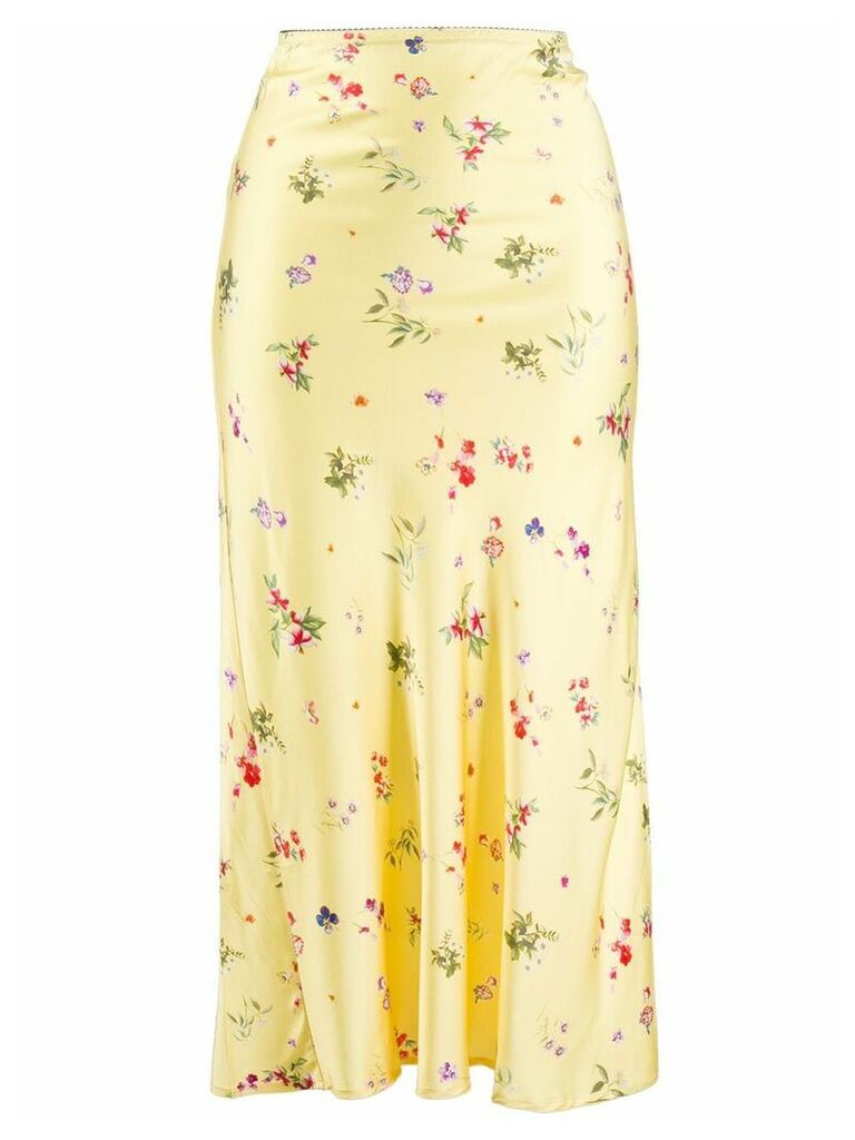 Andamane Bella floral-print satin skirt - Yellow