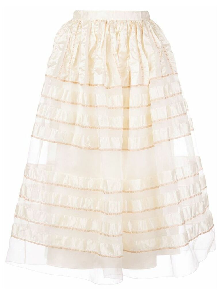 Noon By Noor sheer stripe midi skirt - White