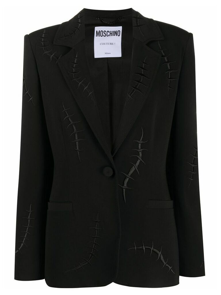 Moschino embroidered stitch-motif blazer jacket - Black