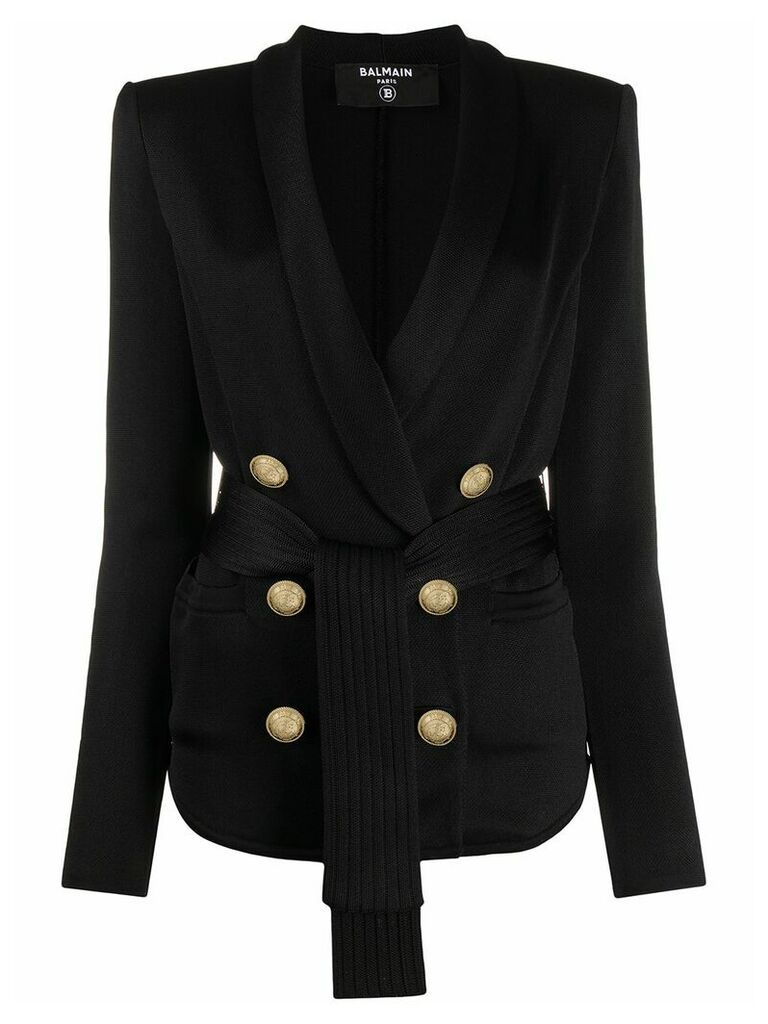 Balmain double-breasted belted blazer - Black