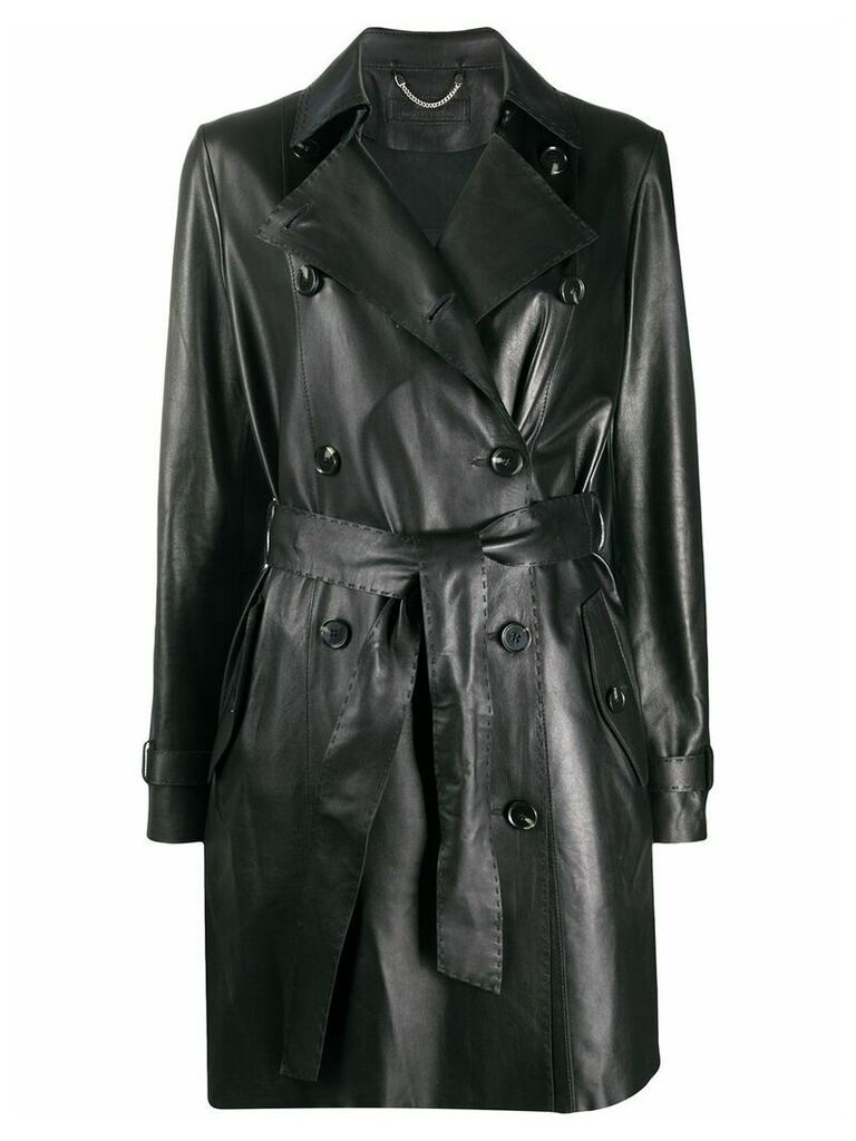 Desa 1972 belted leather trench coat - Black