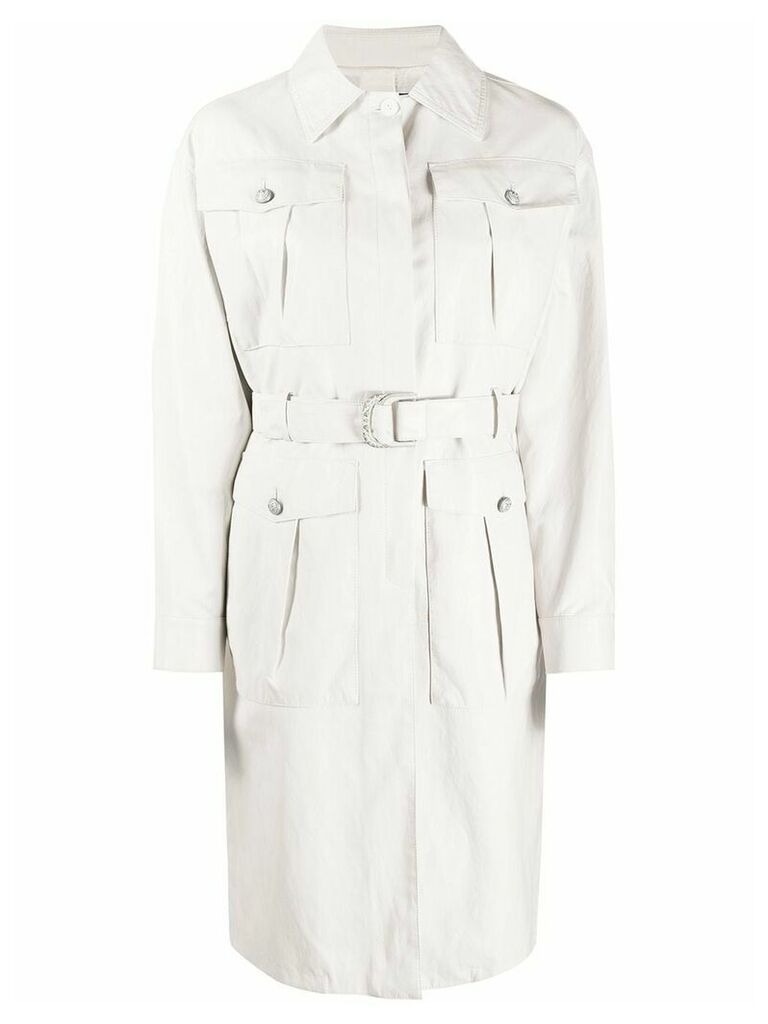Pinko Diplomatic leather-effect trench coat - White