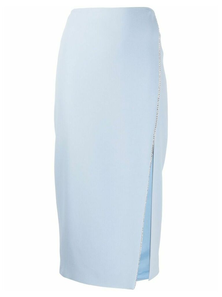 David Koma chain embellished slit detail pencil skirt - Blue