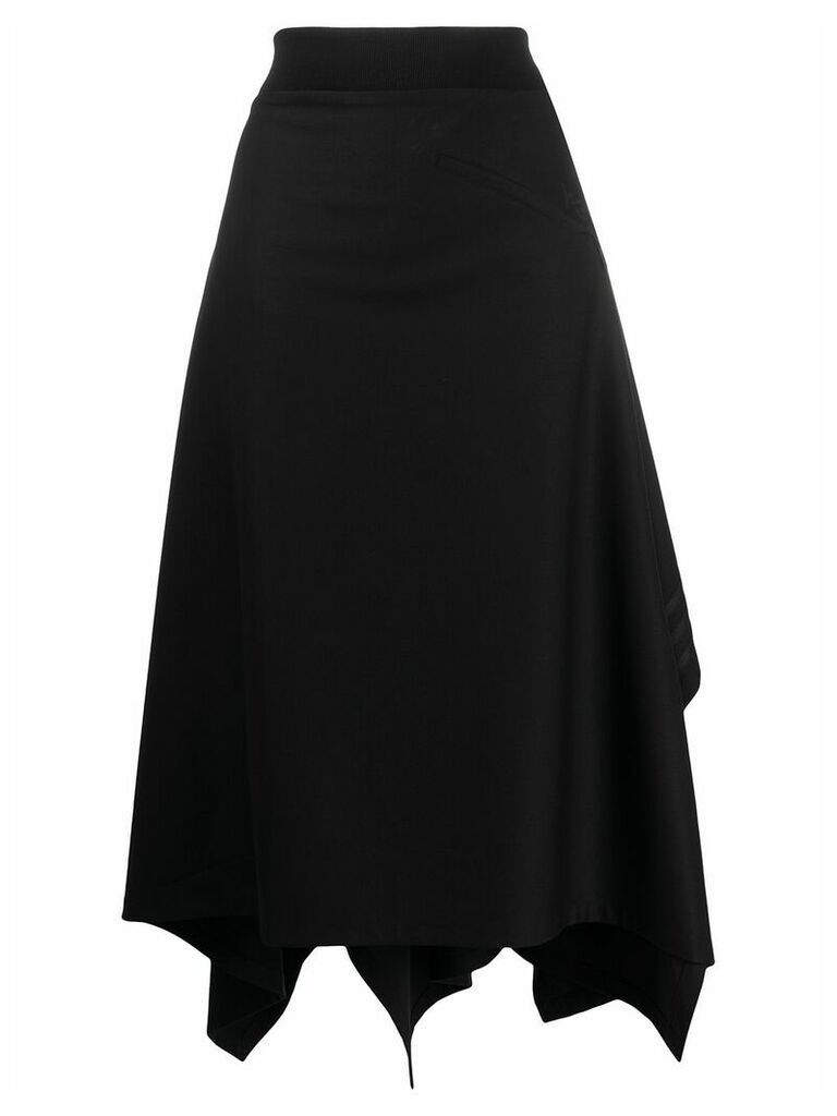 Y-3 long asymmetric hem skirt - Black