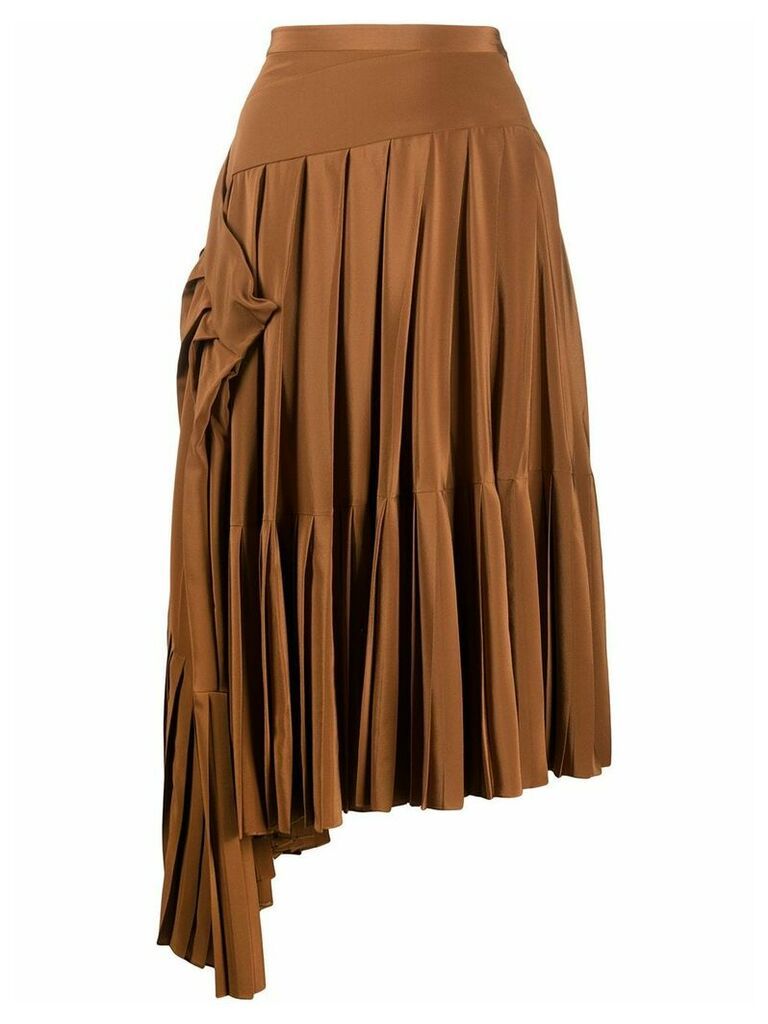 Rochas asymmetric pleated skirt - Brown